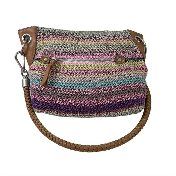 The Sak Indio Crochet Demi Striped Purse Shoulder Bag Multicolored Rainbow Vegan - Picture 1 of 7